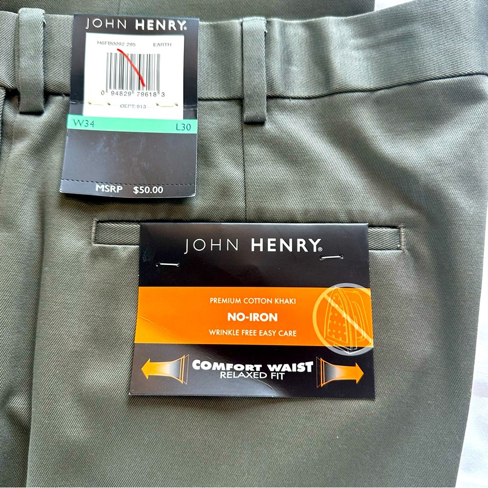 John Henry wrinkle free cotton slacks.